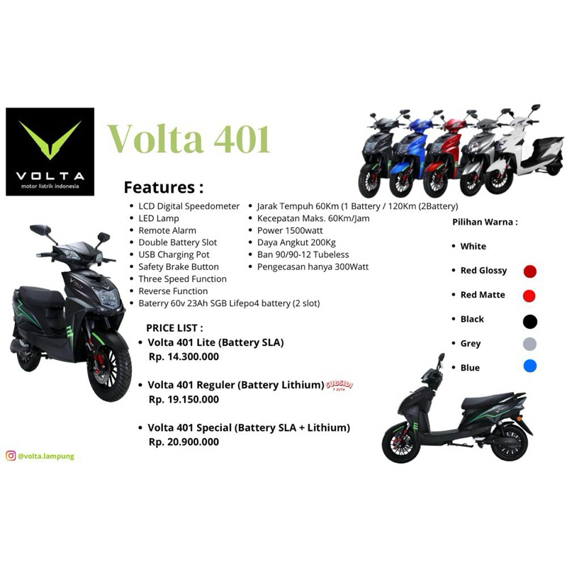 Motor Listrik Volta 401 Reguler - Subsidi - Lampung