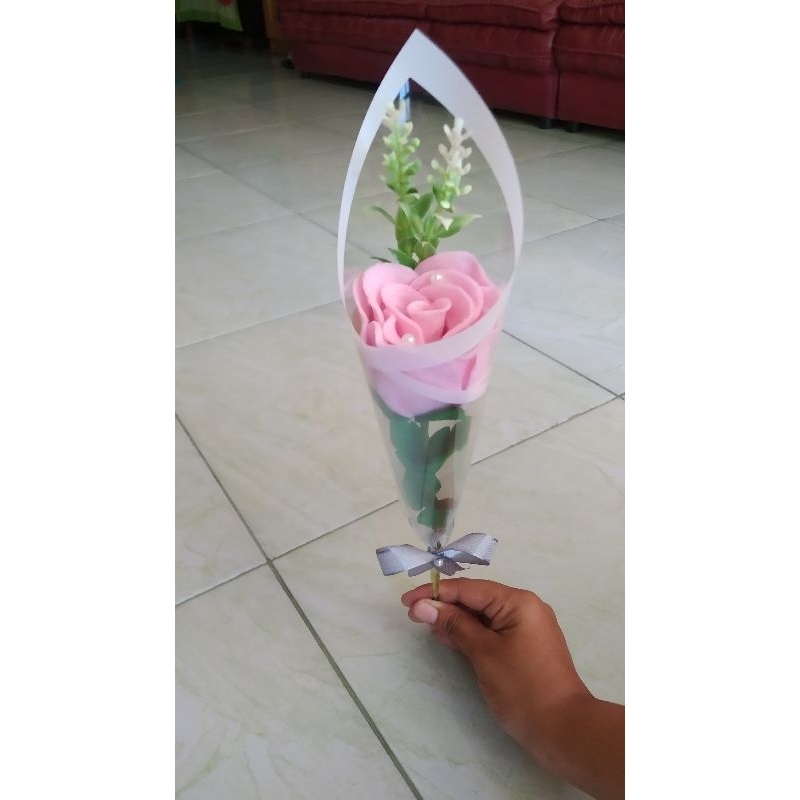 SINGLE ROSE FLANEL / BUKET BUNGA MAWAR 1 TANGKAI / BUKET BUNGA MAWAR