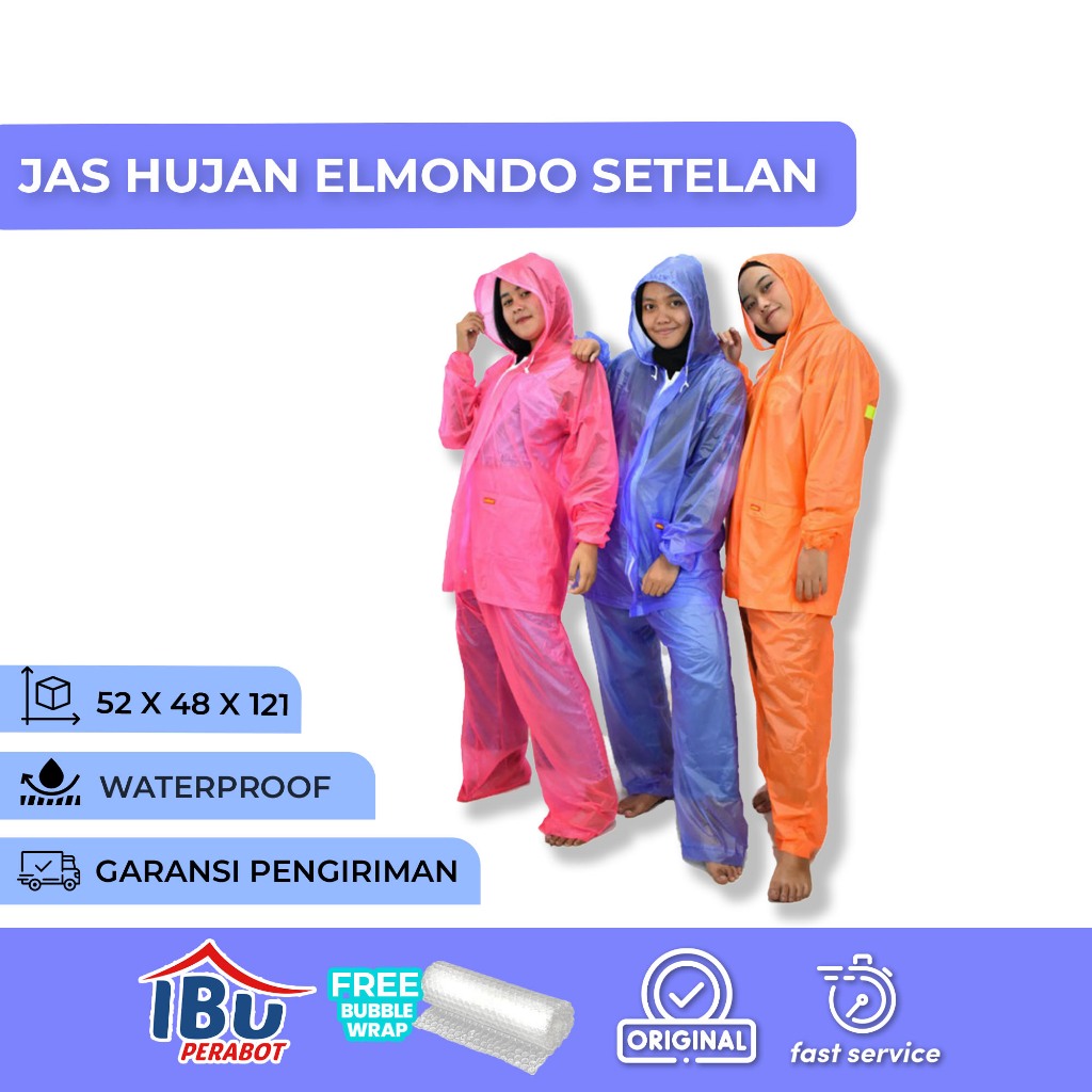 JAS HUJAN ELMONDO SETELAN / jas hujan elmondo / jas hujan plastik tebal / jas hujan dewasa Elmondo J