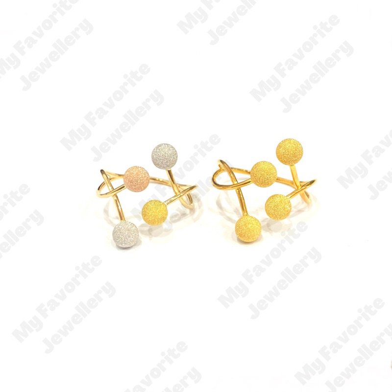 Cincin Silang Bola Uk16 Uk17 Emas Asli Kadar 700