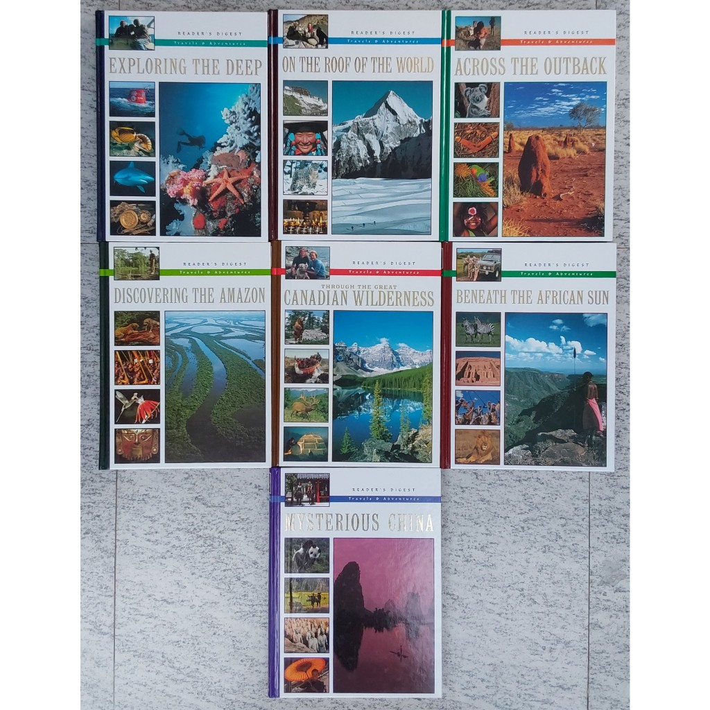 LARGE HARDBACK - Reader's Digest UK 7 Volume Set 'Travels and Adventures' 1995, (English/buku bahasa