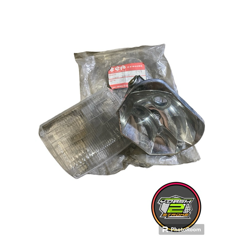 reflektor lampu suzuki crystal 110 original set reflektor dan mika