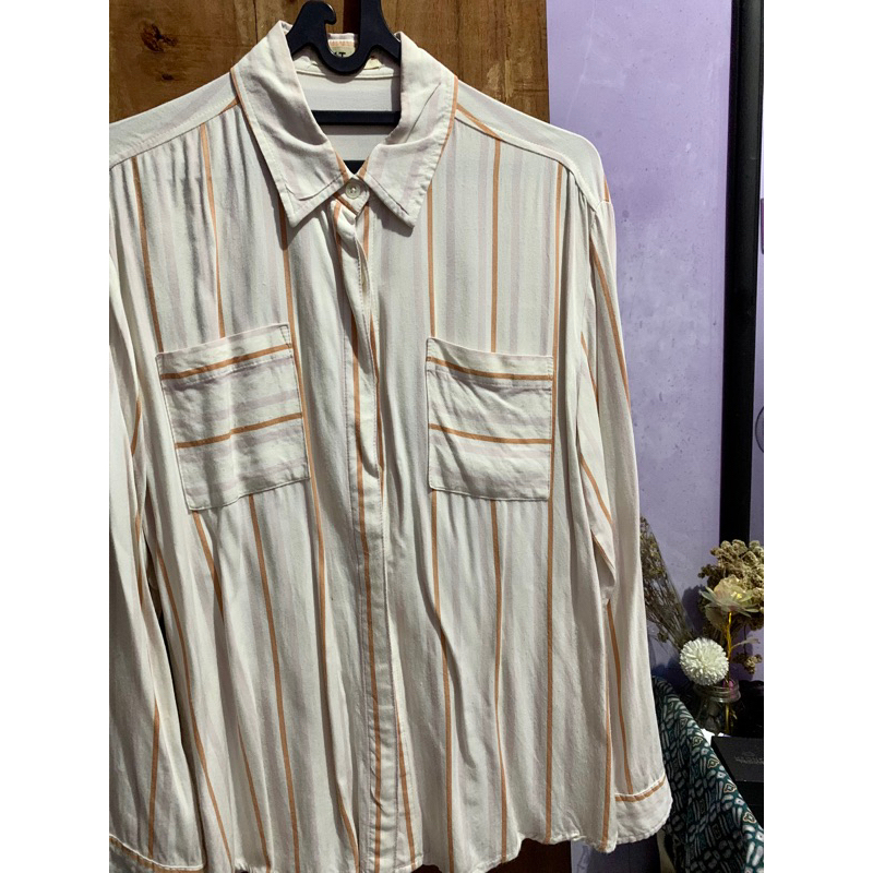 [PL] STRIPE SHIRT DUST KEMEJA GARIS FORMAL CASUAL