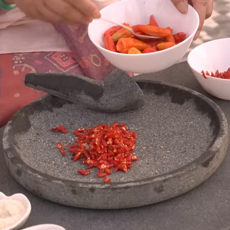 E.Baystore - Cobek Batu Asli Diameter 30Cm + Ulekan Alami Batu Kali Muntu Layah Cowet Lesung Dapur