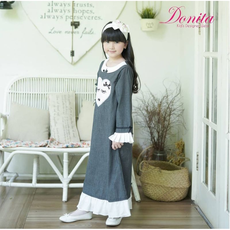 free kerudung DONITA Size 6 Gamis Anak Perempuan Matahari Bahan Katun Donitakids Muslim