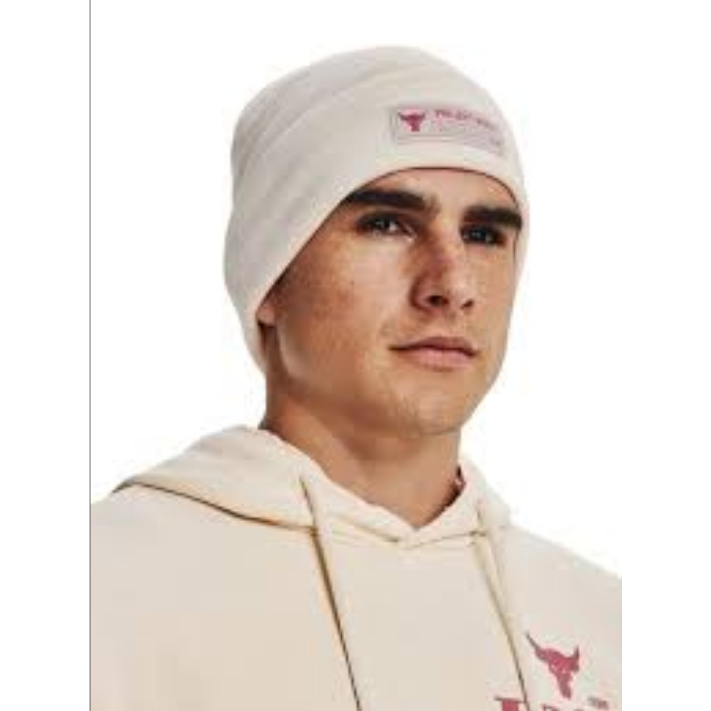 Under Armour UA Project Rock Beanie Summit White 1373109 Topi Original