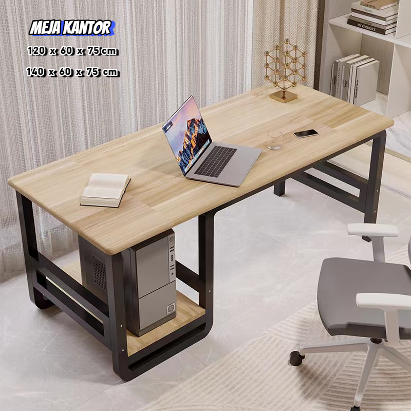 Meja Kantor Meeting Minimalis / Meja Kerja / Meja Belajar 2 Ukuran Dengan Rak Model Bawah