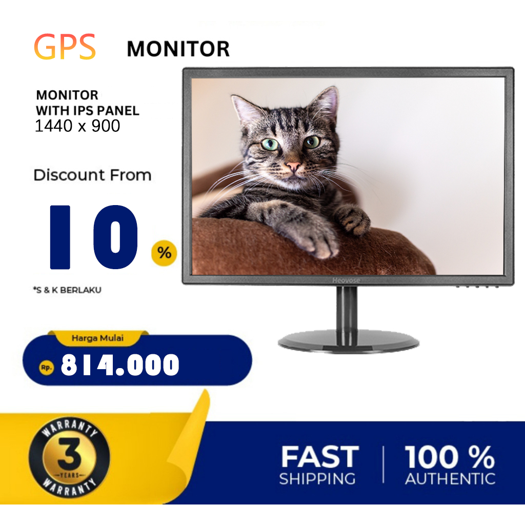 Monitor Komputer monitor screen 19 inch layar komputer bonus kabel VGA + HDMI（jaminan 3 tahun）