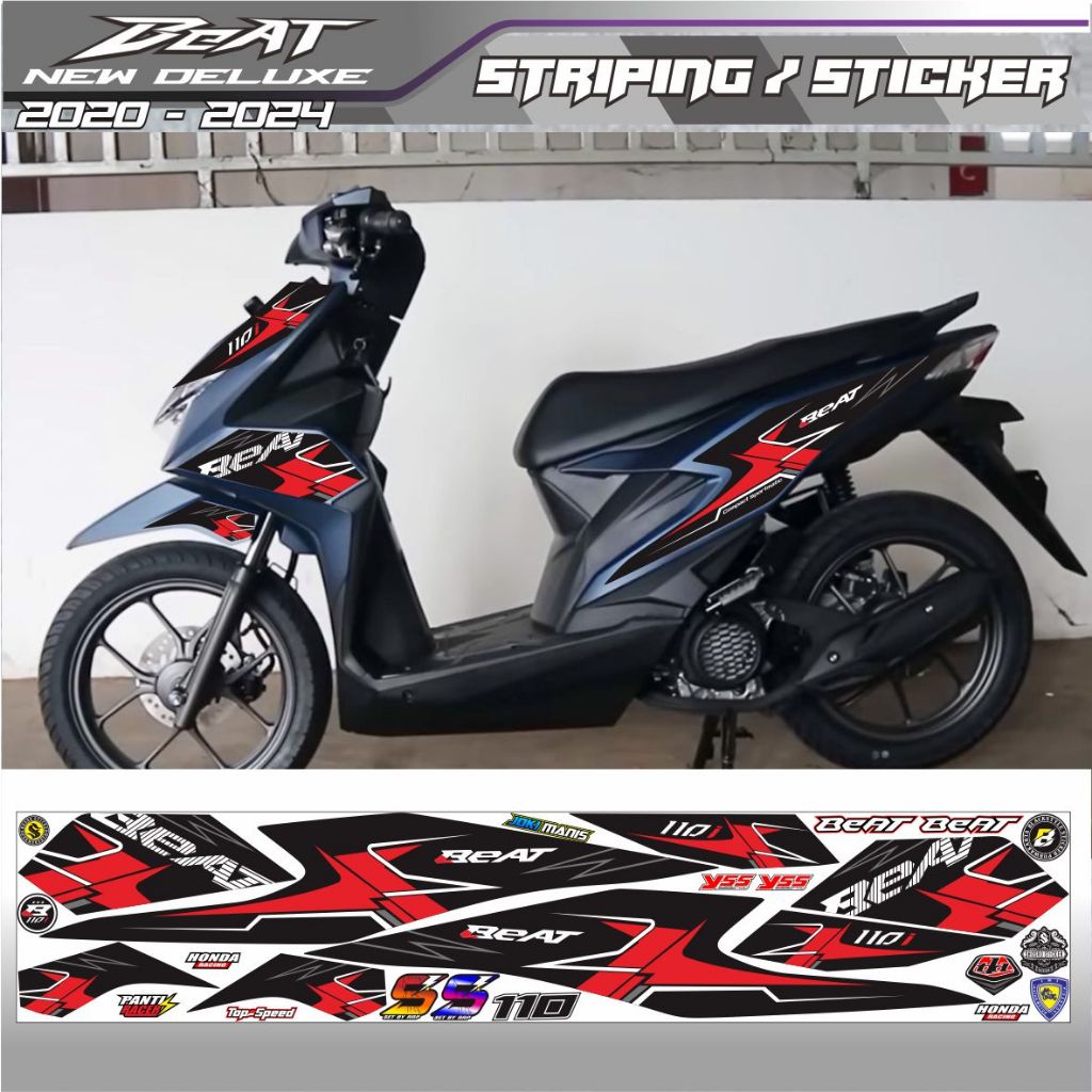 STRIPING MOTOR HONDA BEAT DELUXE NEW DECAL CUSTOM VARIASI ELEGANT SIMPEL STICKER VARIAN MODIFIKASI T