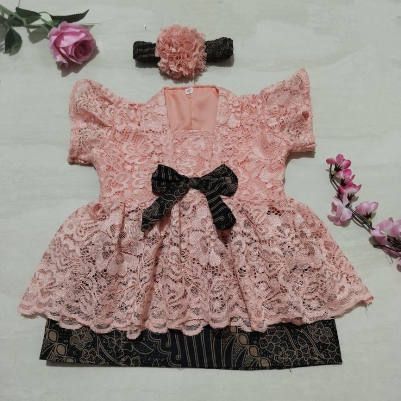REAL PICT KEBAYA BAYI / KEBAYA ANAK / KEBAYA BAYI PEREMPUAN Orange Blewah Peach