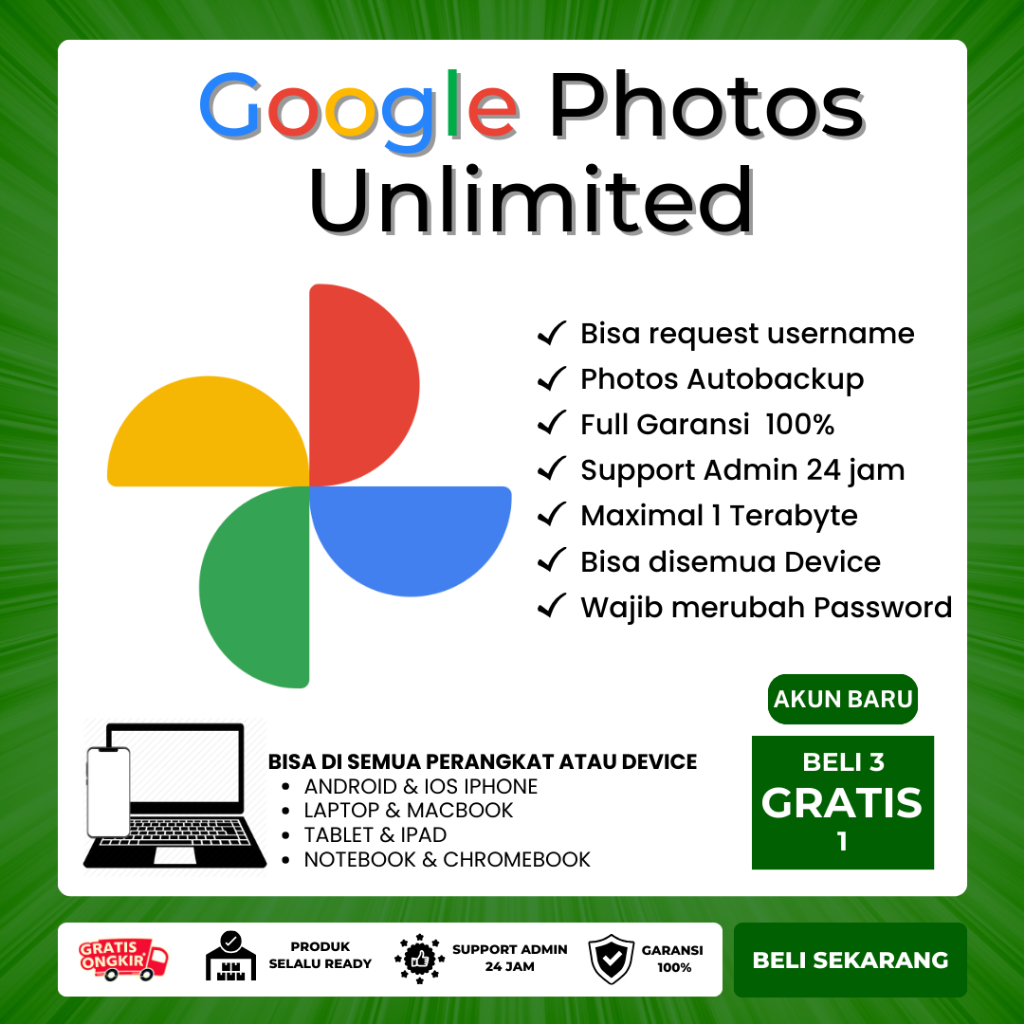 Google Photos Google foto Unlimited Storage Lifetime Bergaransi