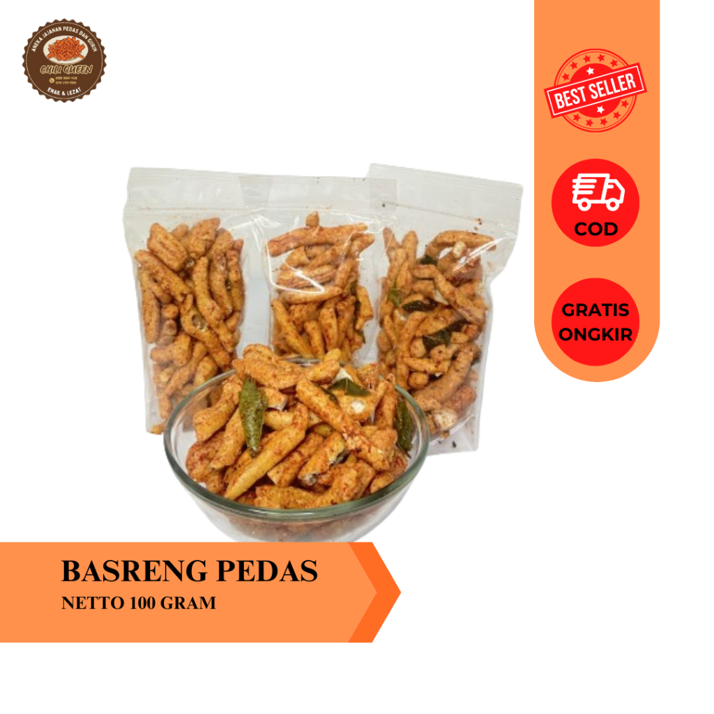 

Basreng 100 gram Pedas Daun Jeruk /Cemilan / Bastik / Bakso Goreng /Jajanan Viral