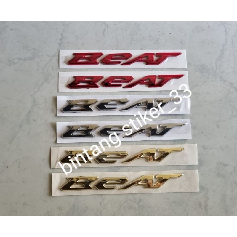 emblem timbul Beat chrom/ emblem tulisan Beat merah/ emblem timbul Beat gold/ emblem honda Beat/ emb