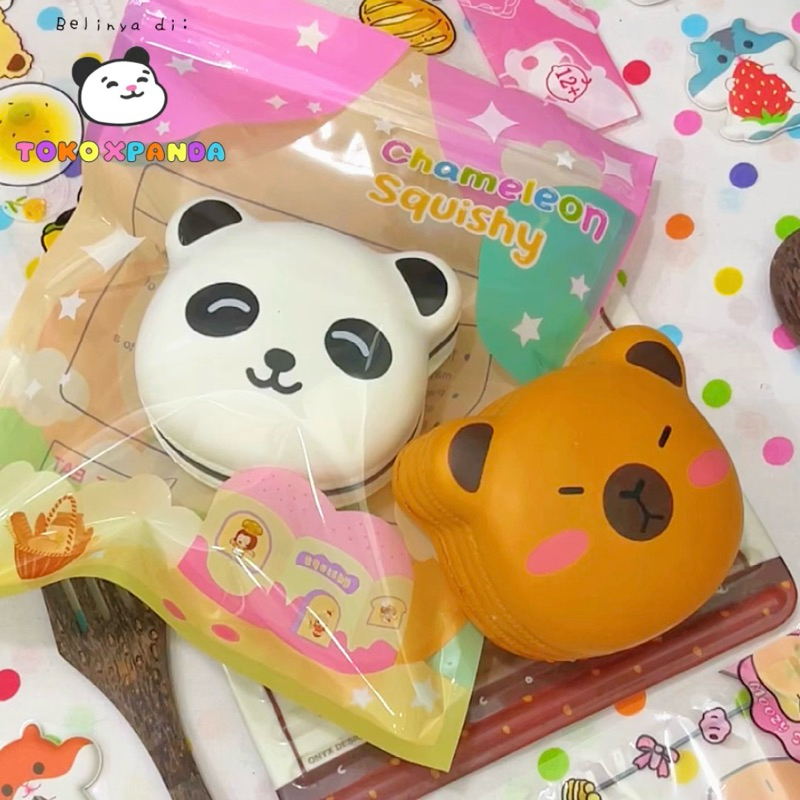 SQUISHY MACARON PANDA KAPIBARA JUMBO LICENSED BY CHAMELEON SUPER SOFT & SLOW KUE MACAROON MAINAN ANA