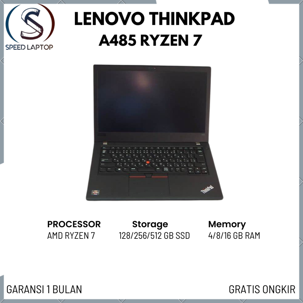 LAPTOP LENOVO THINKPAD A485 AMD RYZEN 7 2700 RAM 8GB SSD 256GB SECOND BERGARANSI