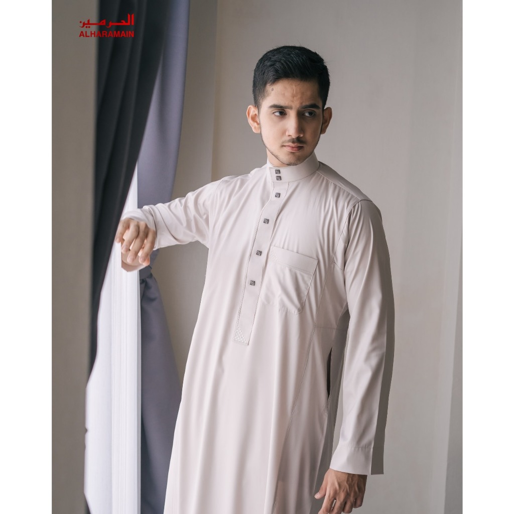AL Haramain Jubah / Gamis Pria Remaja & Dewasa Premium Bordir (14) | Cream Tulang | Hijau Botol | Ma