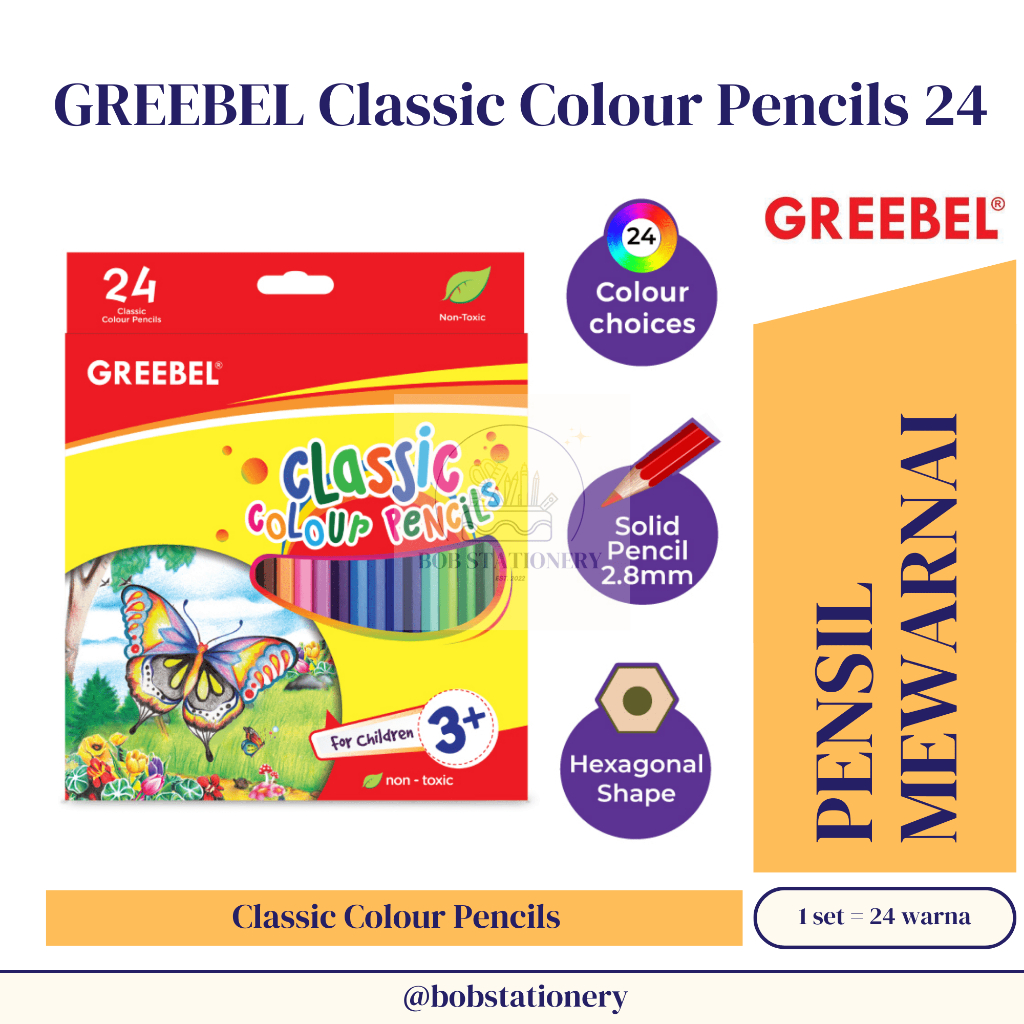 

GREEBEL Classic Colour Pencils 24 Pensil Mewarnai