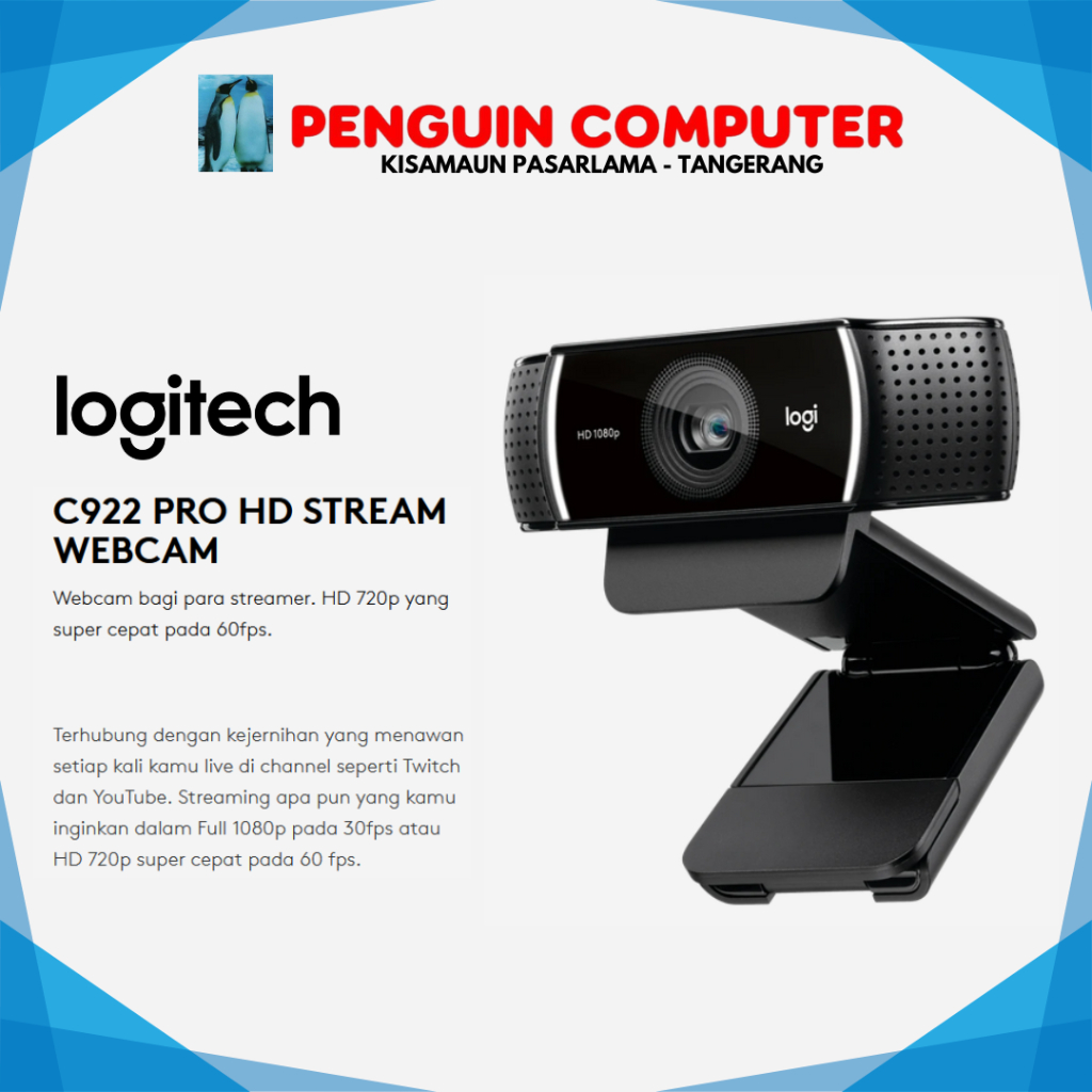 WEBCAM LOGITECH C922 PRO FULL 1080P HD + TRIPOD