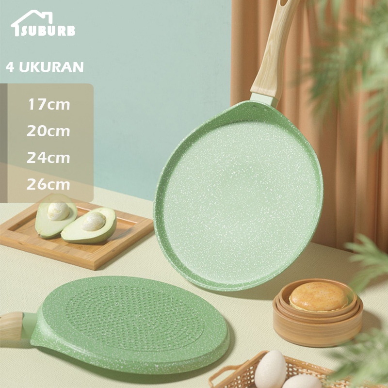 SUBURB Hijau Wajan Anti Lengket Panci Penggorengan Telur Dadar Pancake Pan Crepe Pan Bikin Risol 17/