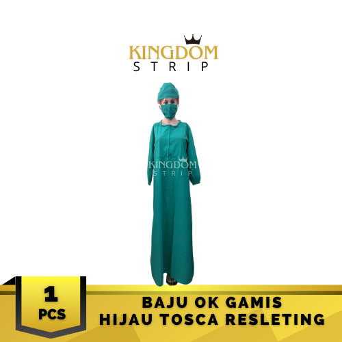 Baju OK Gamis Hijau Tosca Lengan Panjang Resleting