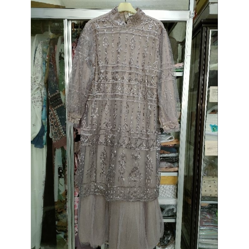 Gamis BNL Brukat tile premium,gamis kondangan,gamis raya