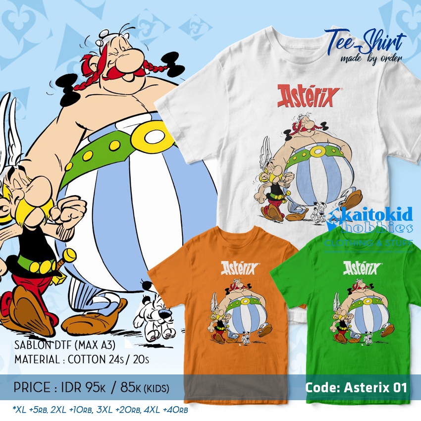 Kaos ASTERIX OBELIX Tshirt Komik Jadul bisa custom desain bebas