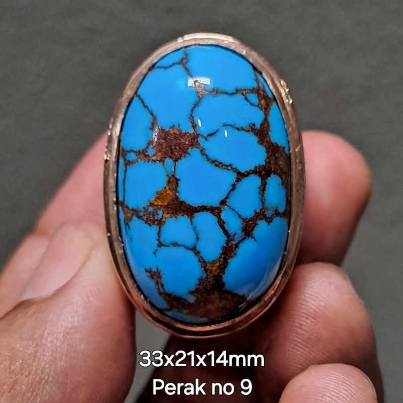 CINCIN PERAK 9 JUMBO PIRUS MESIR URAT MERAH MOTIF UNIK FANCY BLUE