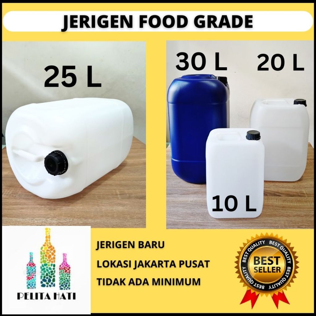 JERIGEN PLASTIK FOOD GRADE UKURAN 10 18 20 25 30 LITER BARU SEGEL