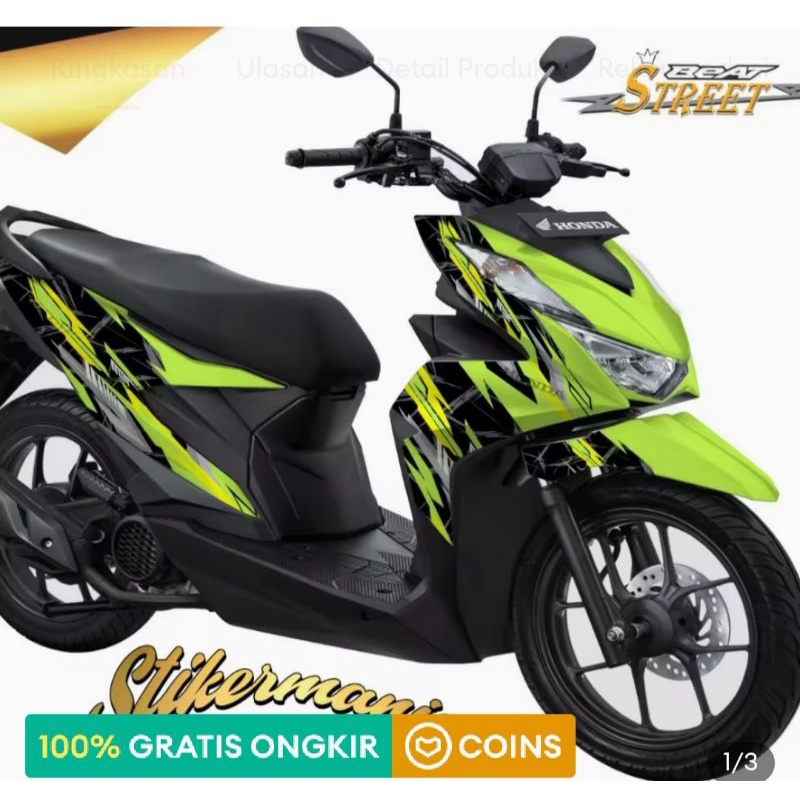 stiker decal beat delux 2020 full body grafis hijau