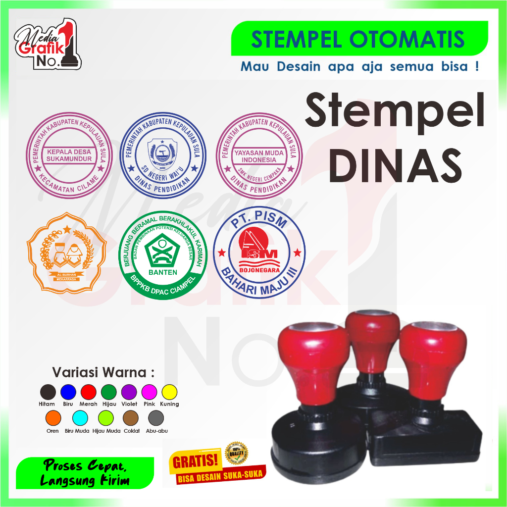 

Stempel Dinas Pemerintahan / Stenpel Sekolah /Stemple Pendidikan / Stempel Perusahaan / Stempel Toko / Stempel Guru Bulat Custom Bebas Desain Suka-suka