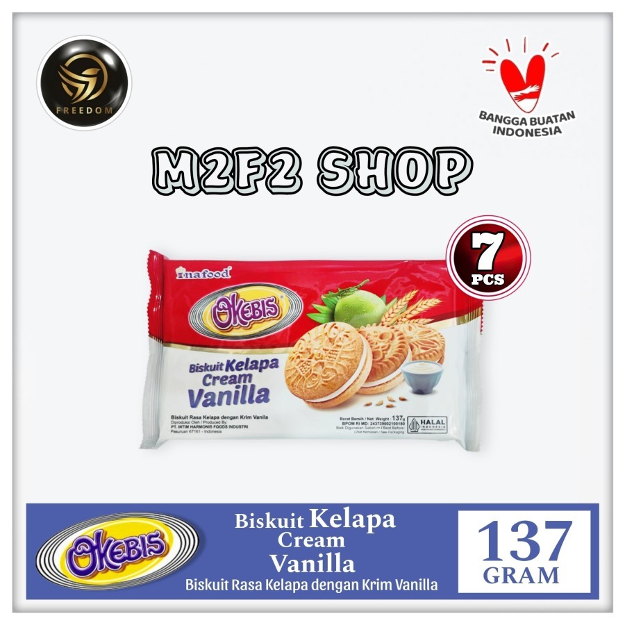 

Okebis Biskuit Kelapa Cream Vanilla | Krim Vanila - 137 gr (Kemasan 7 Pcs)