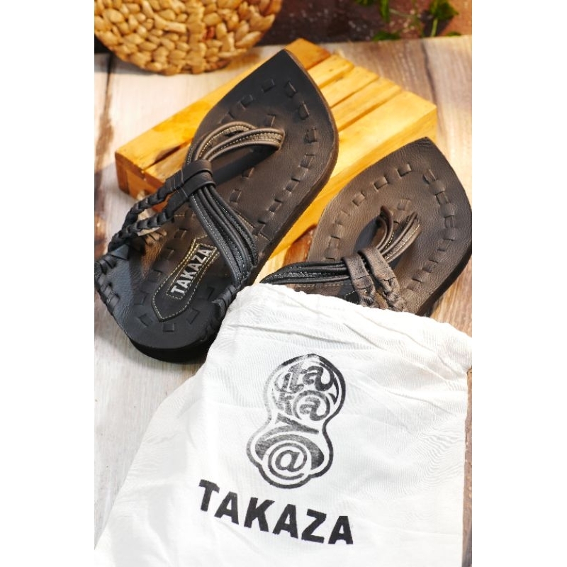 TAKAZA | Sandal Kulit Pria Warna Hitam Model Terompah Nabi Size 38-46