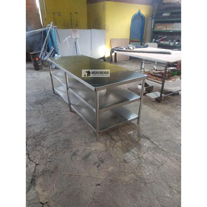 MEJA STAINLESS MEJA BAKERY MEJA ADONAN 3 SAP/HAMBAL 200x70x80cm