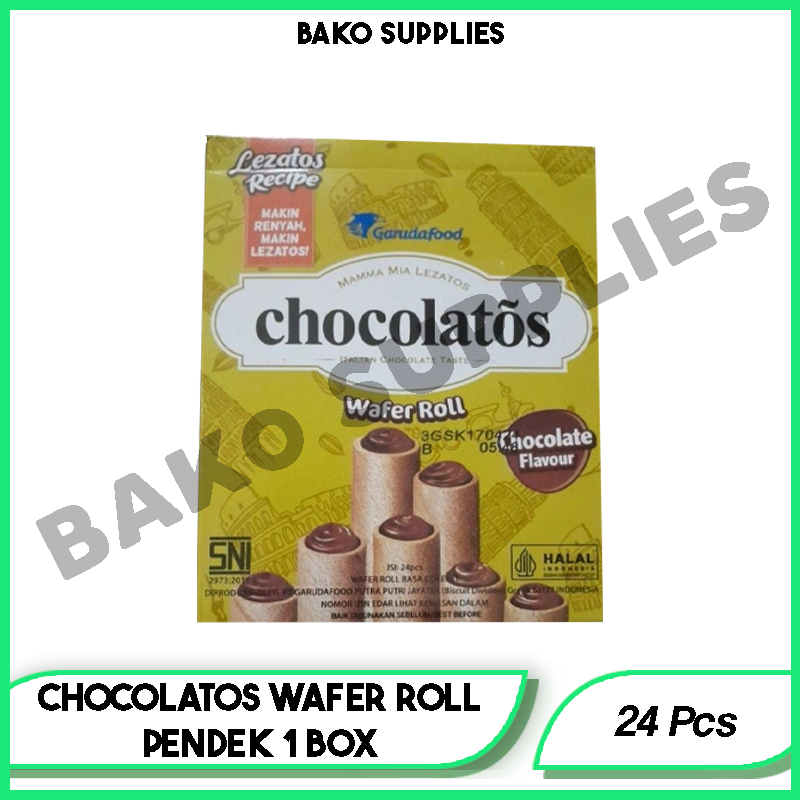 

CHOCOLATOS WAFER ROLL PENDEK 1 BOX ISI 24 PCS | STICK COKLAT MURAH GARUDAFOOD