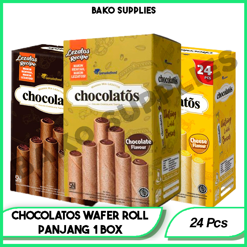 

CHOCOLATOS WAFER ROLL PANJANG 1 BOX ISI 24 PCS | STICK COKLAT MURAH GARUDAFOOD