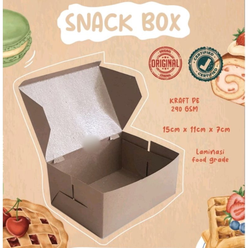 Dus Snack Box Kraft / Kotak Kue / Box Fried Chicken / Roti Bakar Martabak Singkong Keju polos desain