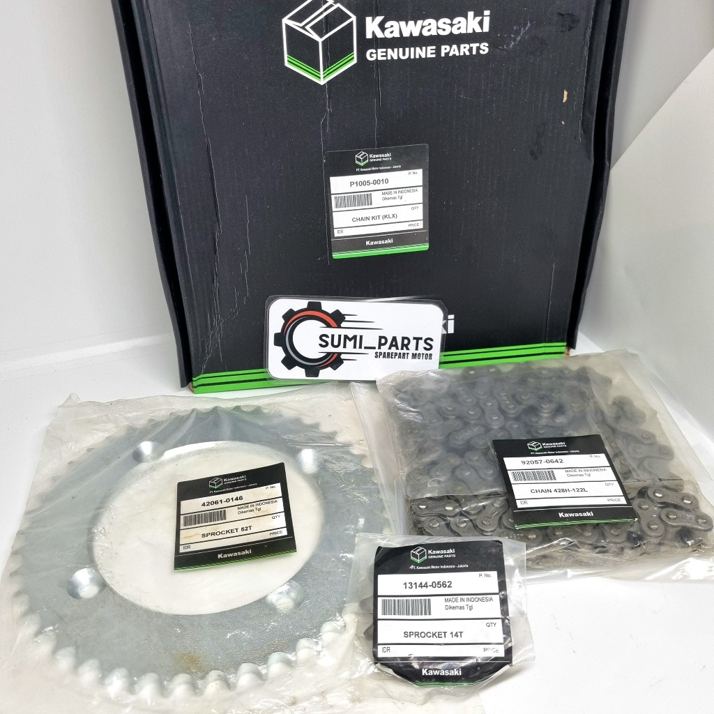 GEAR GIR RANTAI SET KLX 150 BF 52T ORIGINAL ORI ASLI KAWASAKI