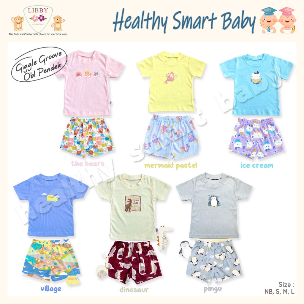 Libby Giggles Groove | Libby Oblong Tipis | Setelan Pendek