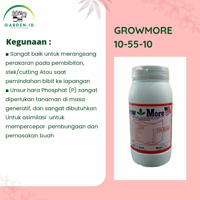 Pupuk Daun GROWMORE  -  Pemacu Perakaran dan Pembungaan Tanaman - Pupuk Anggrek