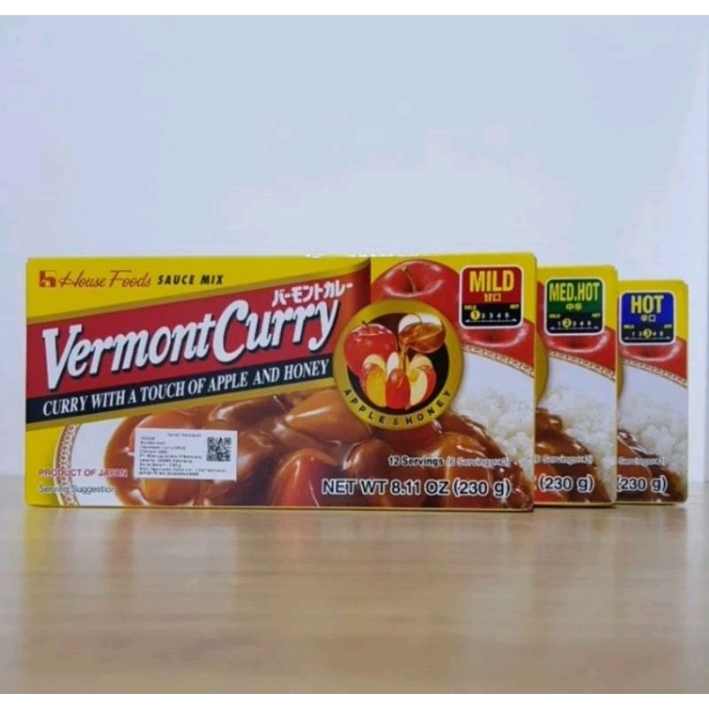

Japanese House Foods Vermont Curry with a touch of apple and honey 230g Hot Med Hot Mild Medium Hot Kari Jepang Apel dan Madu 12 Portion Japan Curry Pedas Sedang Tidak Pedes