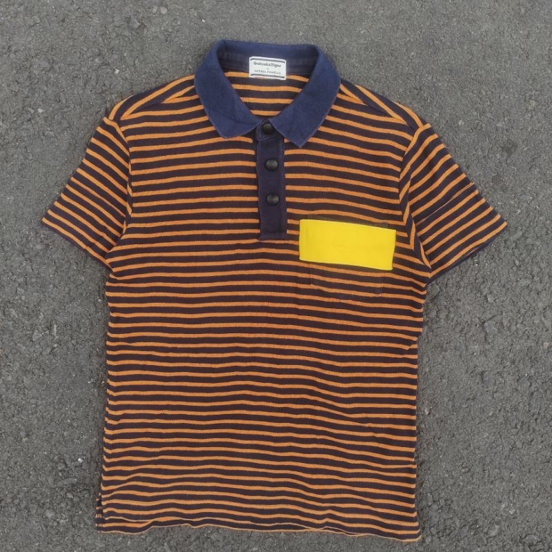 KAOS POLO SHIRT ONITSUKA TIGER X ANDREA POMPILIO GARIS STRIPES BOXY FIT SKENA CASUAL RUNNING RUGBY G