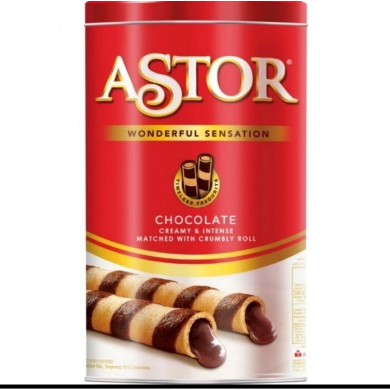 

Wafer Astor Kaleng Double Chocolate 330gr Biskuit Snack Kaleng