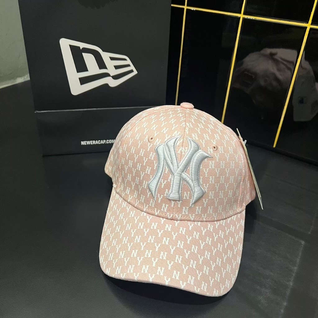 Topi Baseball NY Yankees Original Pink Pattern NY Logo Putih