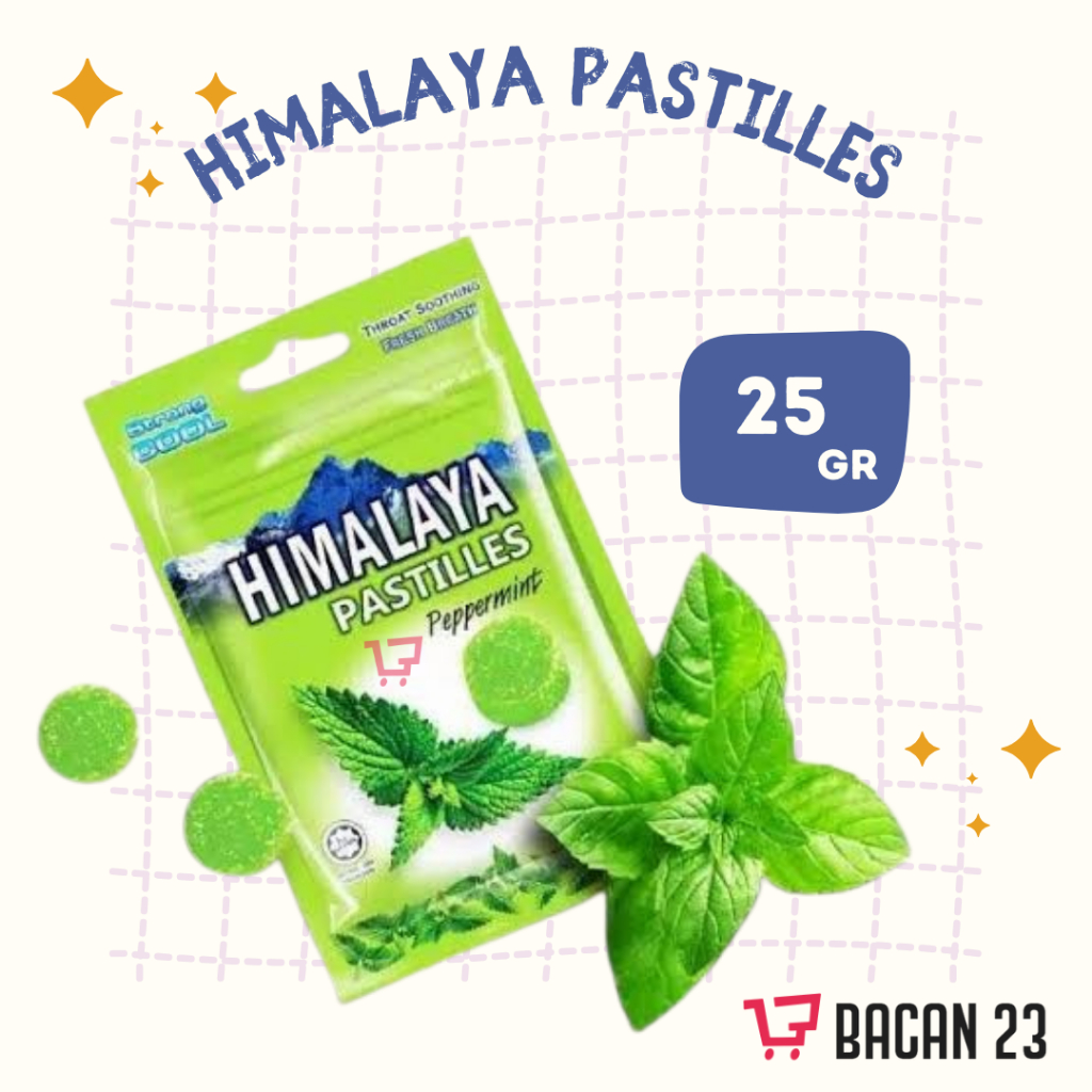 

Permen Himalaya Pastilles Peppermint (25gr) / Pastiles Rasa Mint / Permen Pelega Tenggorokan Big Foot