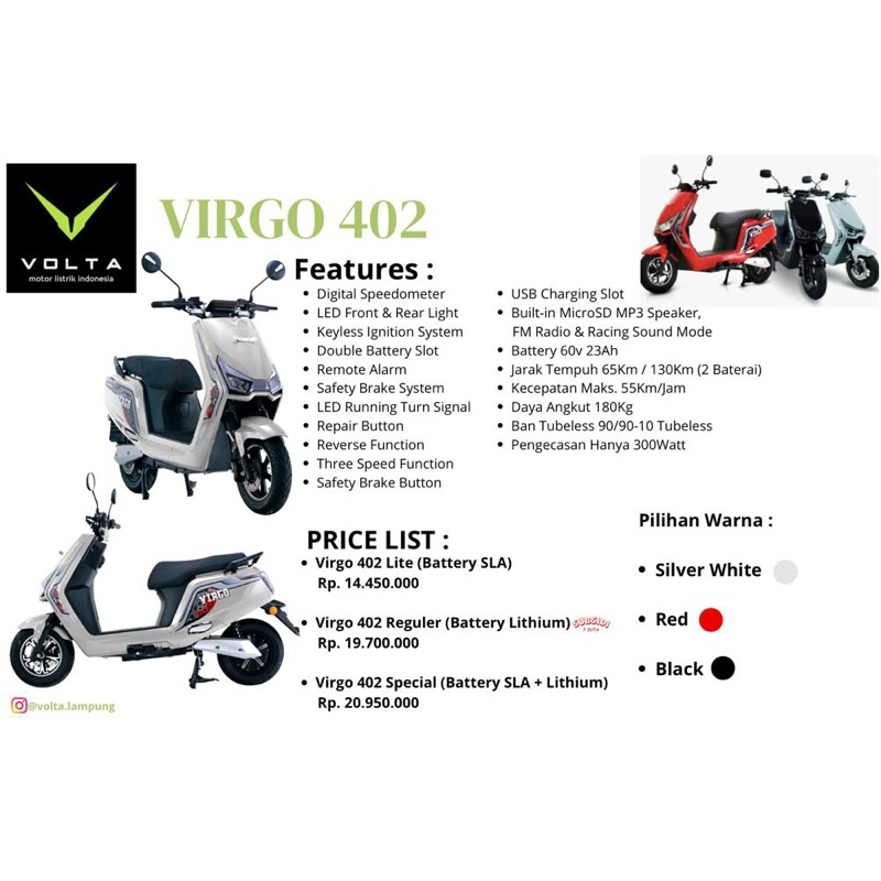 Motor Listrik Volta - Virgo 402 - Subsidi - Lampung