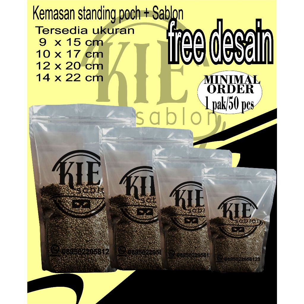 

kemasan plastik standing poch + sablon HDPE