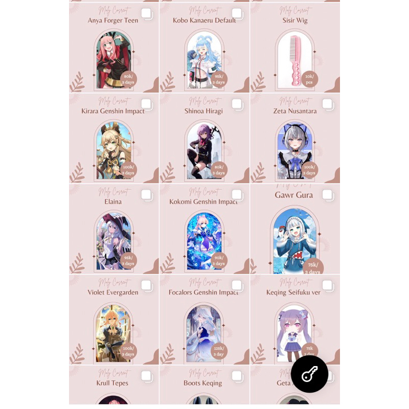 SEWA/RENTAL KOSTUM COSPLAY ANIME