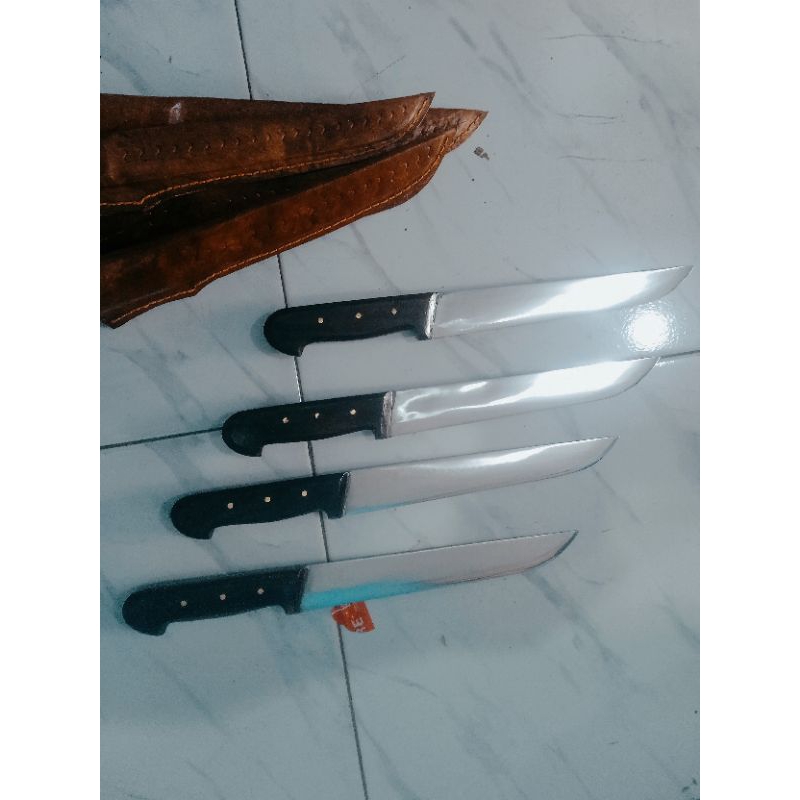 pisau sembelih model straight bahan L6 bar senso panjang bilah 25 cm lebar 3,5cm tebal 3mm panjang h
