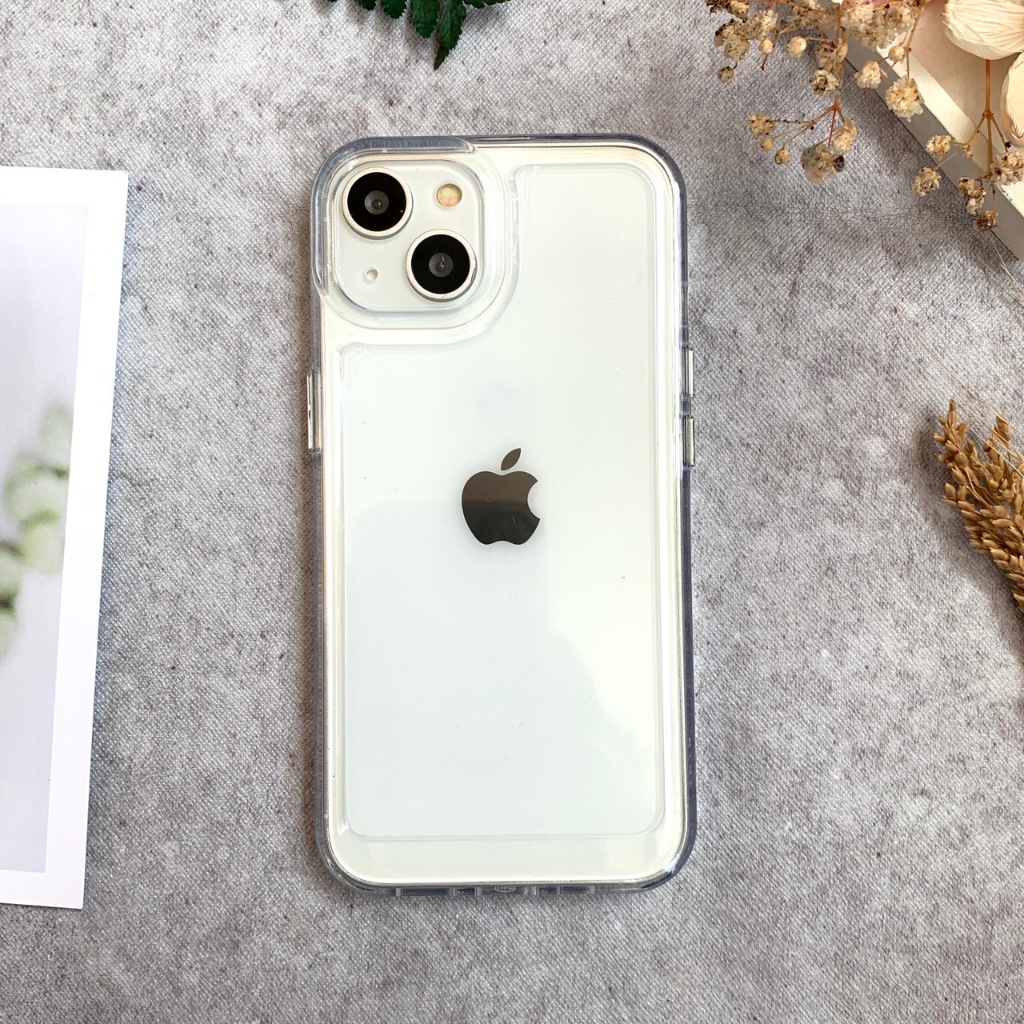 [Gen 2] Clear Case Silver Button Bahan Tebal iPhone 7 8 PLUS X XS MAX XR 11 12 13 14 PRO MAX