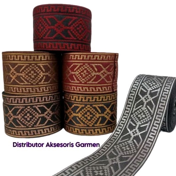 Renda Tepi Lebar 6Cm/Pita Mas Gamis/Renda Tepi Mas/Pita Bordir Gamis